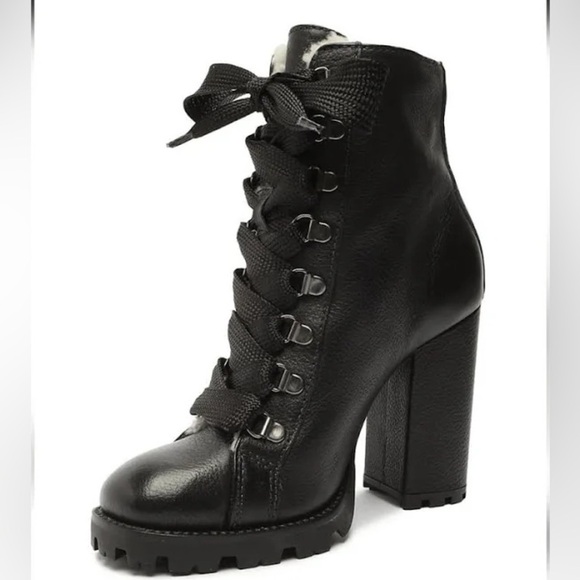 SCHUTZ | Zhara Winter Heeled Boots Lug Sole Leather Size 9.5 NEW - Picture 12 of 14